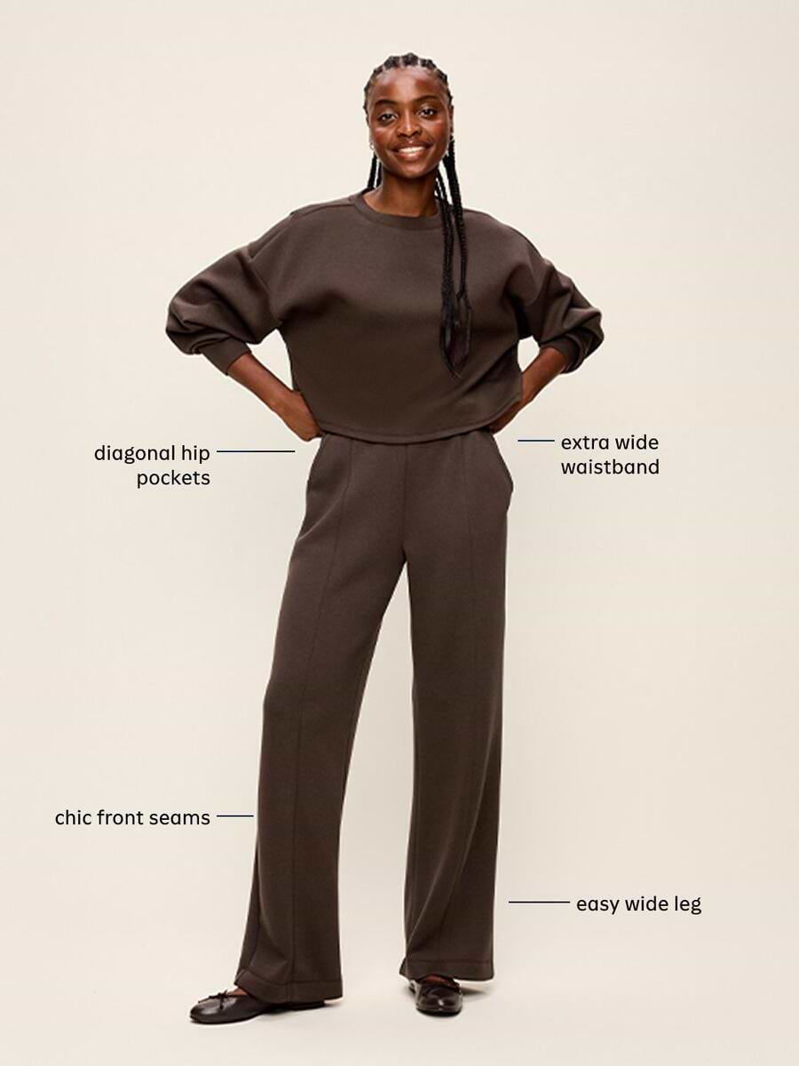 Image 4 of 4, High-Waisted Bounce Fleece Wide-Leg Sweatpants