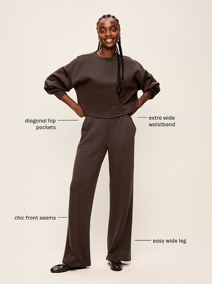 Image 5 of 9, High-Waisted Bounce Fleece Wide-Leg Sweatpants