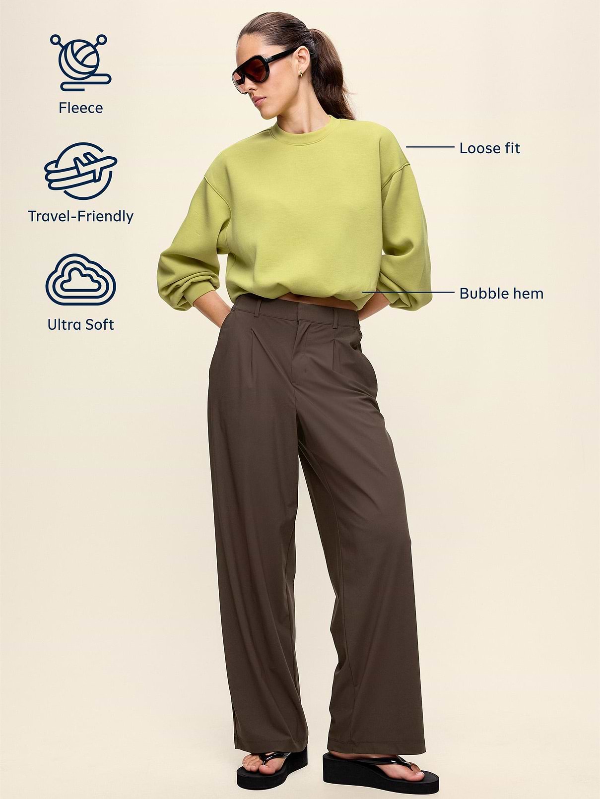 Image 3 of 3, Bounce Fleece Bubble-Hem Sweatshirt