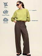 Image 3 of 3, Bounce Fleece Bubble-Hem Sweatshirt