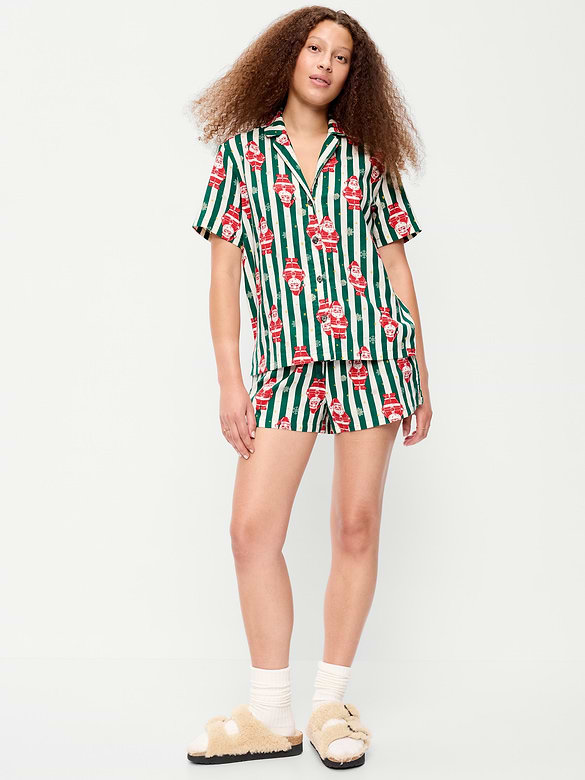Flannel Pajama Short Set for Women
