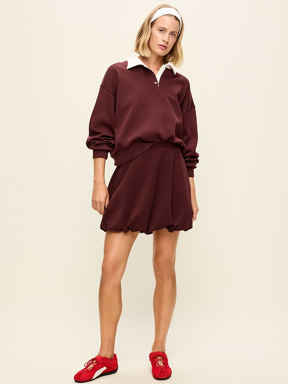 Dynamic Fleece Pique Bubble-Hem Skirt