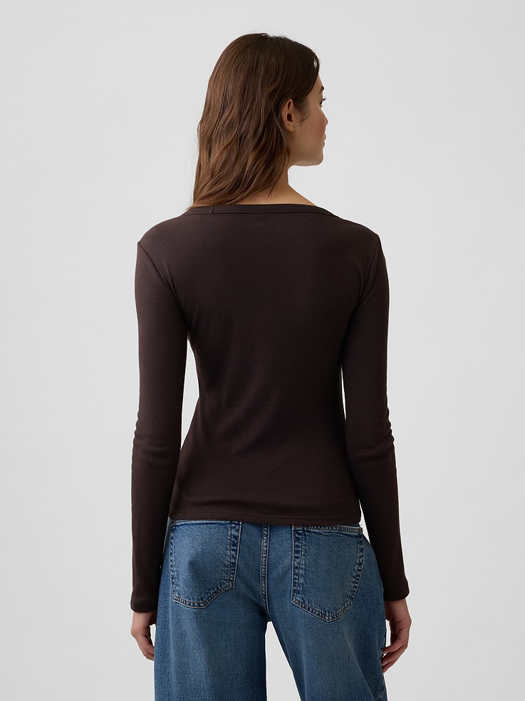 Image 2 of 5, Modern Ribbed V-Neck T-Shirt