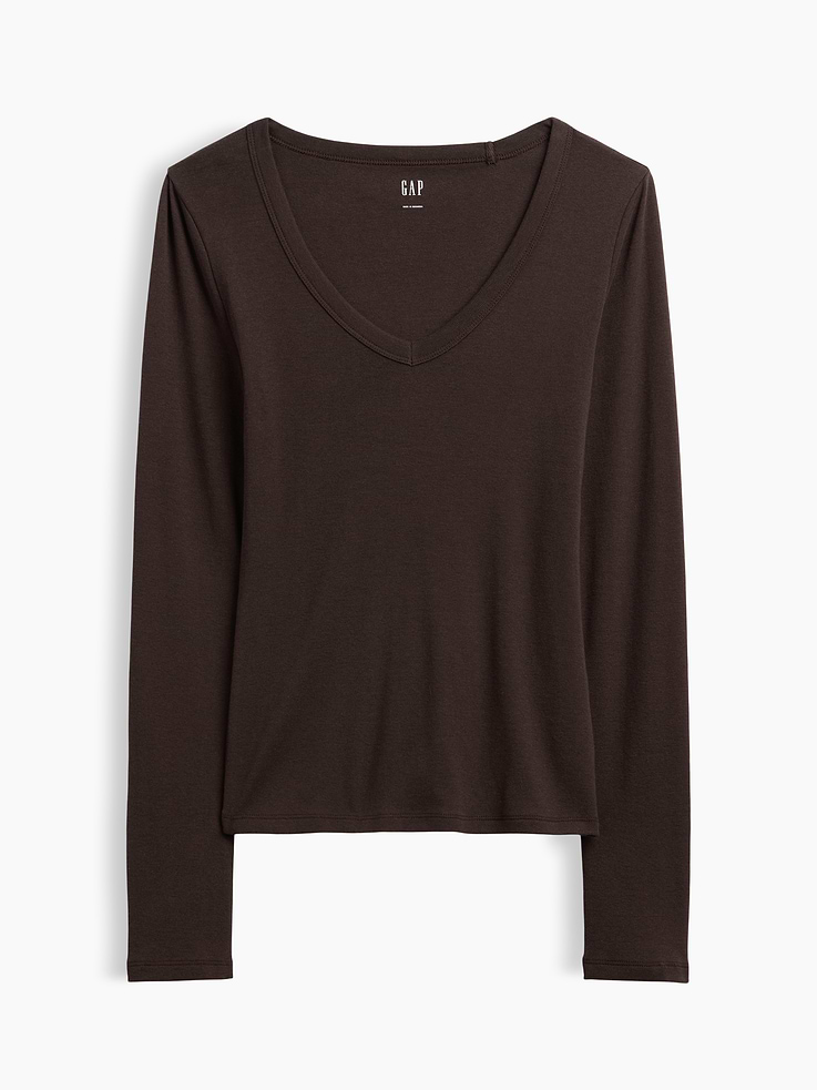 Image 5 of 5, Modern Ribbed V-Neck T-Shirt