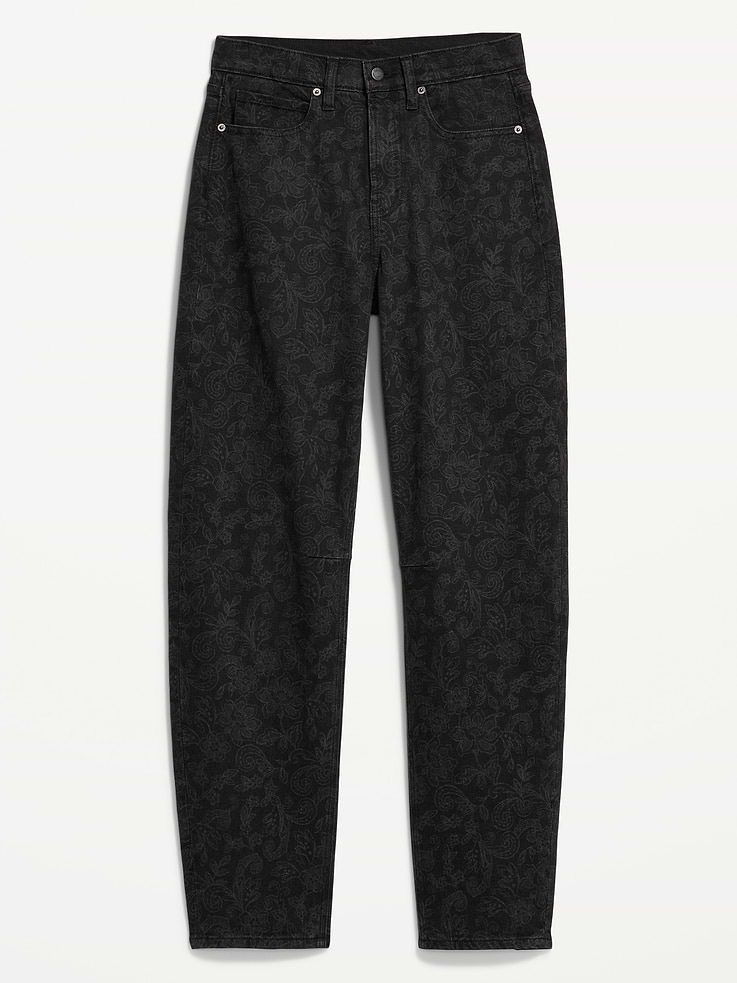 Image 1 of 4, high waist, zip fly, barrel leg, laser-printed detail, Product #1181912