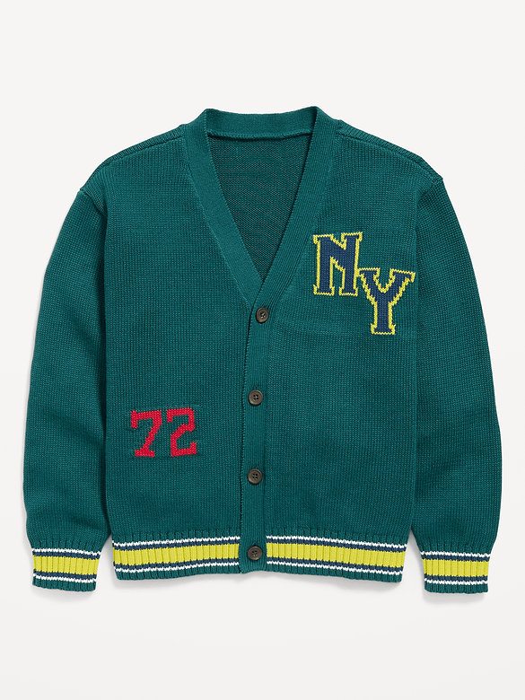 Oversized Graphic Cardigan Sweater for Toddler Boys