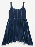 Image 2 of 2, Sleeveless Fit and Flare Velvet Dress for Girls