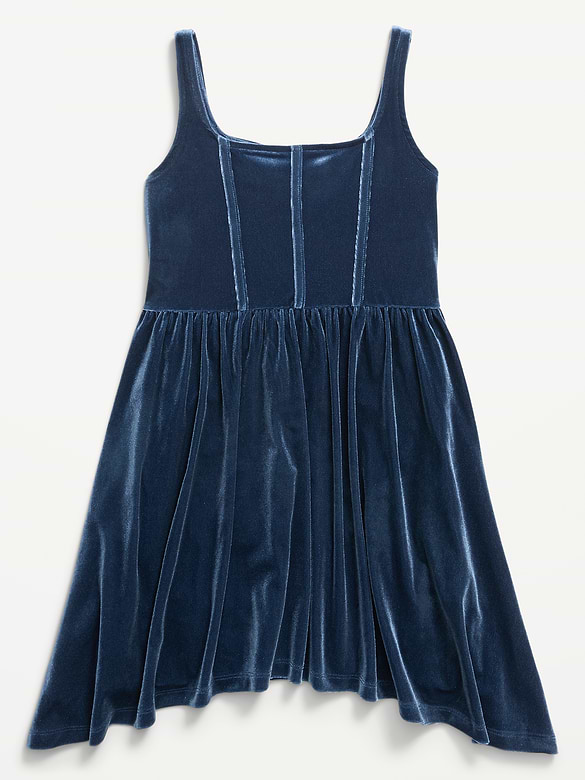 Robe ajustée et évasée sans manches en velours pour fille