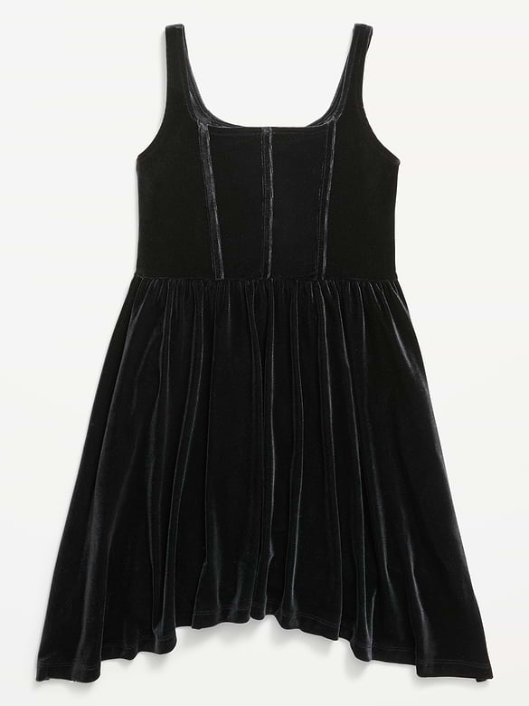 Sleeveless Fit and Flare Velvet Dress for Girls