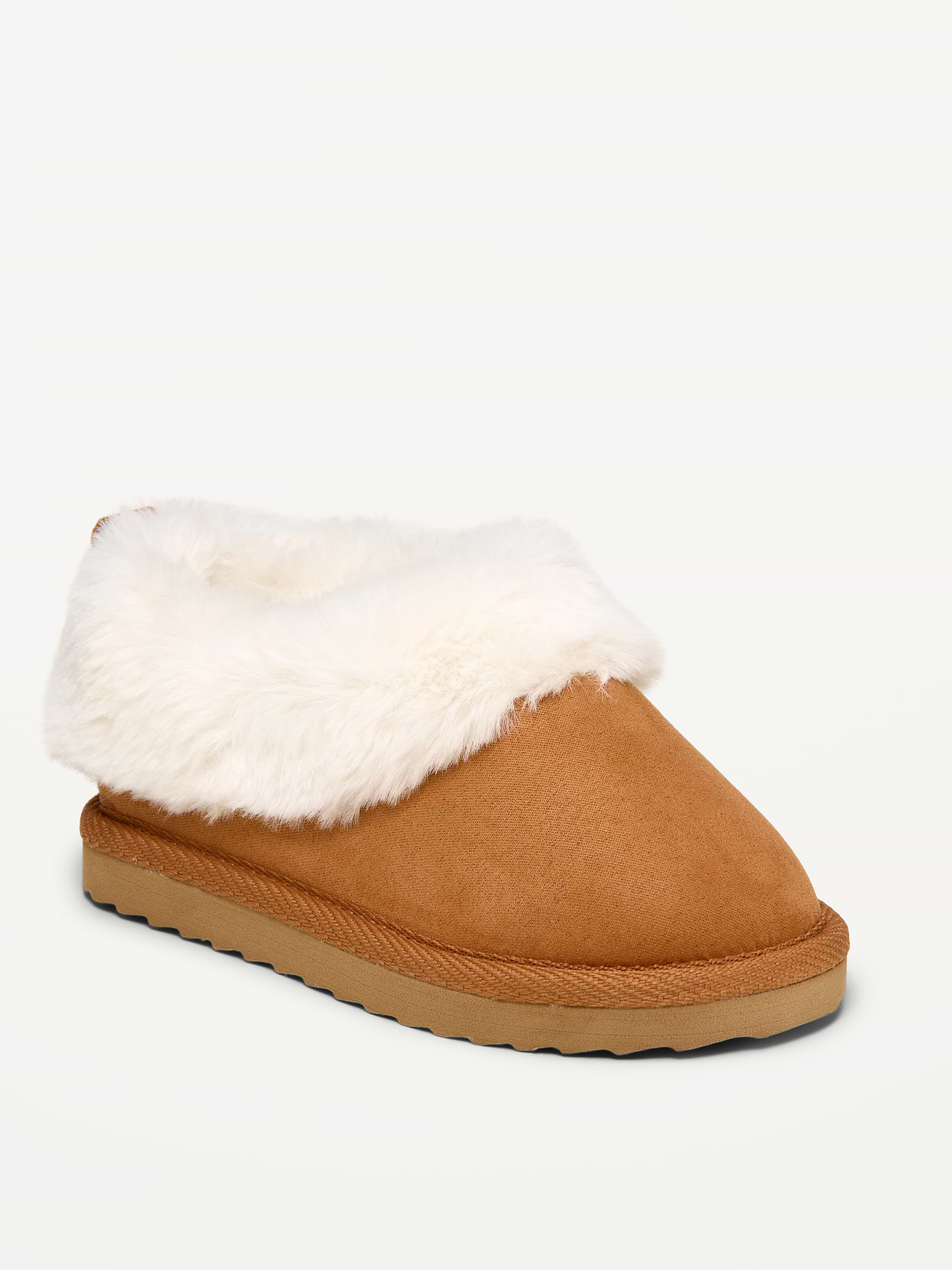 Faux-Suede Faux-Fur Cuff Booties for Toddler Girls