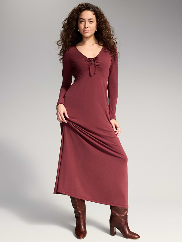 The Occasion by Old Navy Long-Sleeve Tie-Front Maxi Dress