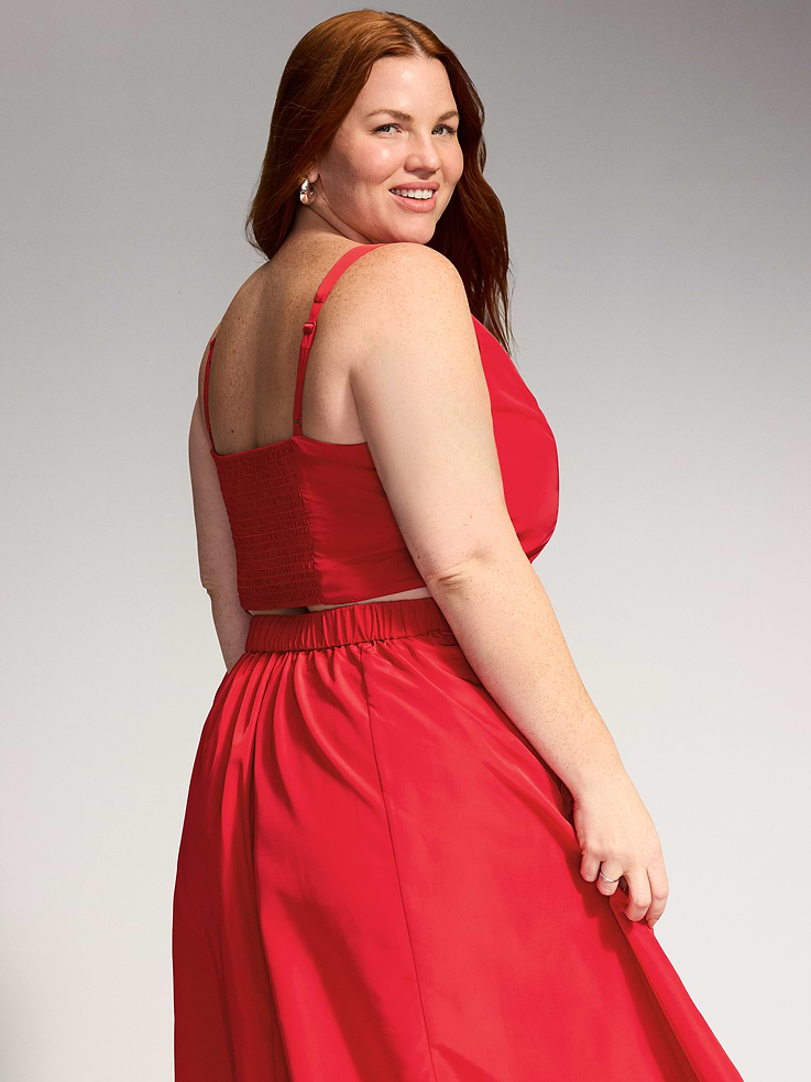 Image 9 of 9, The Occasion by Old Navy V-Neck Taffeta Crop Top