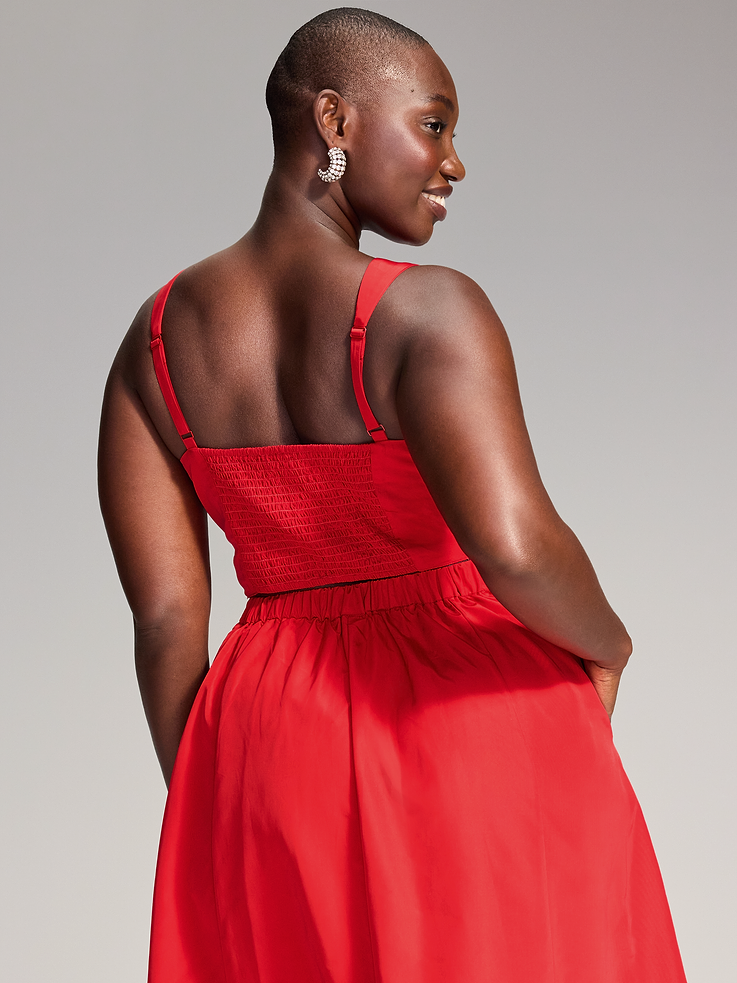 Image 7 of 9, The Occasion by Old Navy V-Neck Taffeta Crop Top