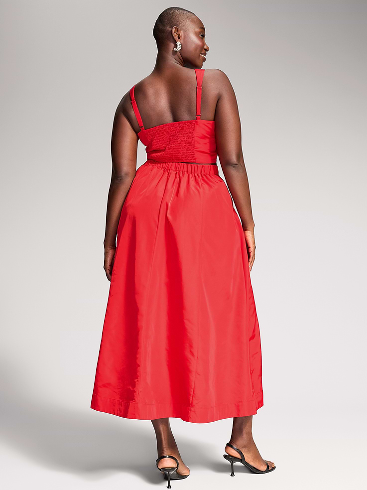 Image 7 of 9, The Occasion by Old Navy Taffeta Midi Skirt