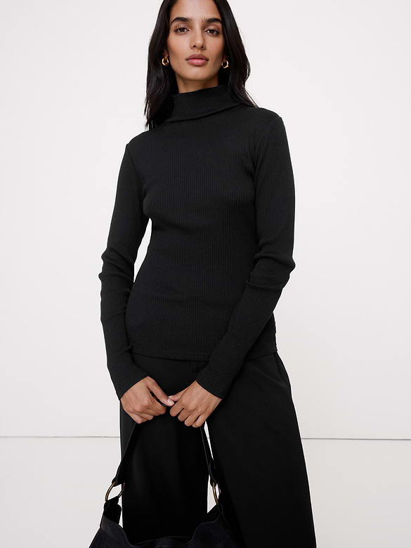Cotton-Modal Ribbed Turtleneck