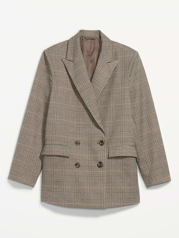 Oversized Twill Double-Breasted Blazer