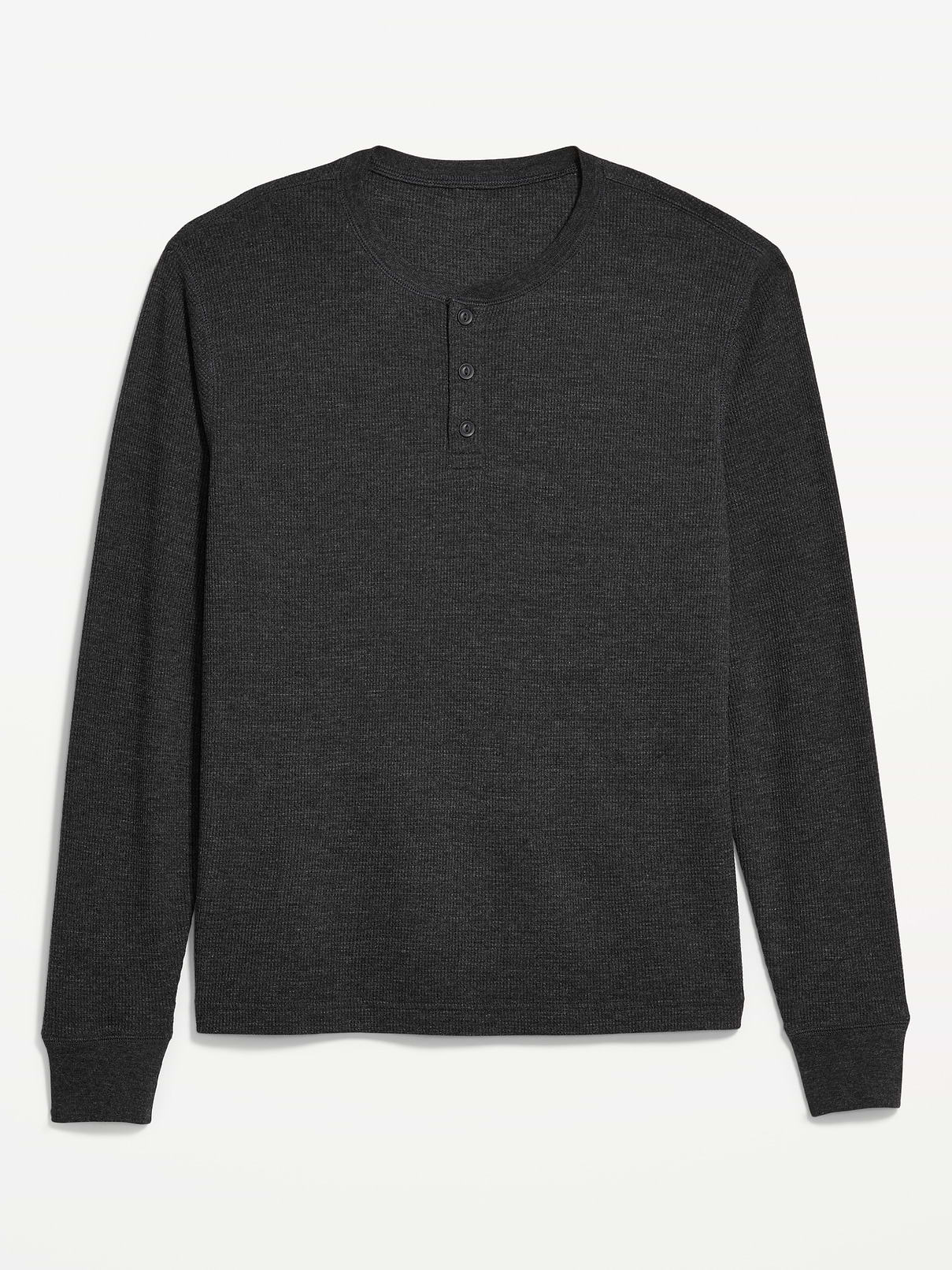 Image 2 of 3, Long-Sleeve Waffle Henley T-Shirt