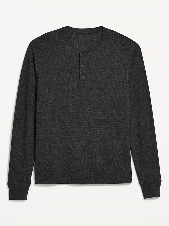 Long-Sleeve Waffle Henley T-Shirt