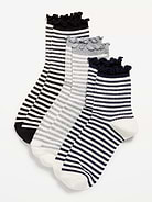 Image 1 of 2, includes 3 pairs of socks for women, ruffled openings, notched toe seams, Product #841573
