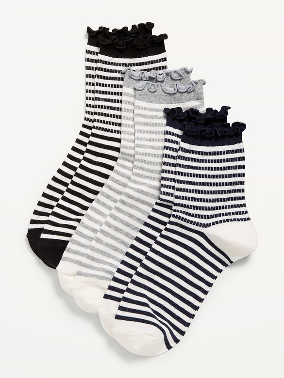 Ruffled Crew Sock 3-Pack for Women