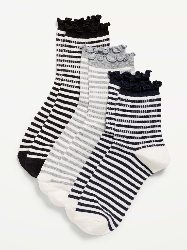 Image 1 de 2, Paquet de 3 paires de chaussettes., Ouvertures à volants., Coutures crantées à la pointe., Produit #841573