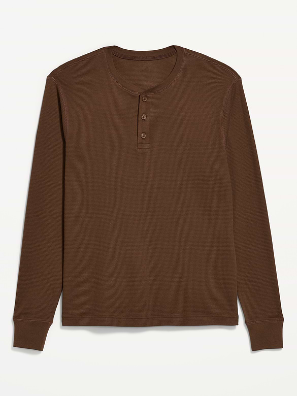Long-Sleeve Waffle Henley T-Shirt