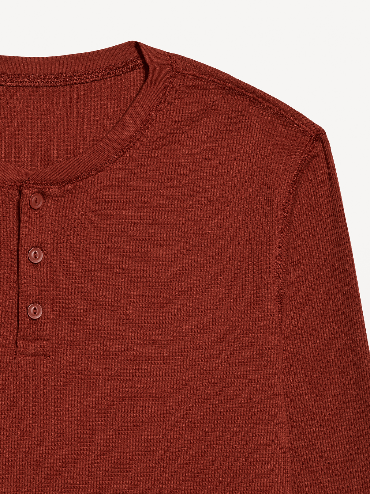 Image 3 of 3, Long-Sleeve Waffle Henley T-Shirt