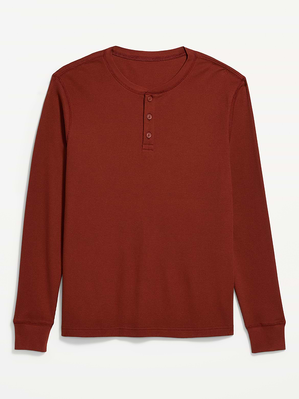 Long-Sleeve Waffle Henley T-Shirt