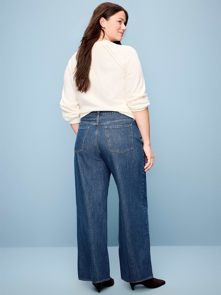 Image 6 of 9, Curvy Mid-Rise Wow Baggy Wide-Leg Jeans