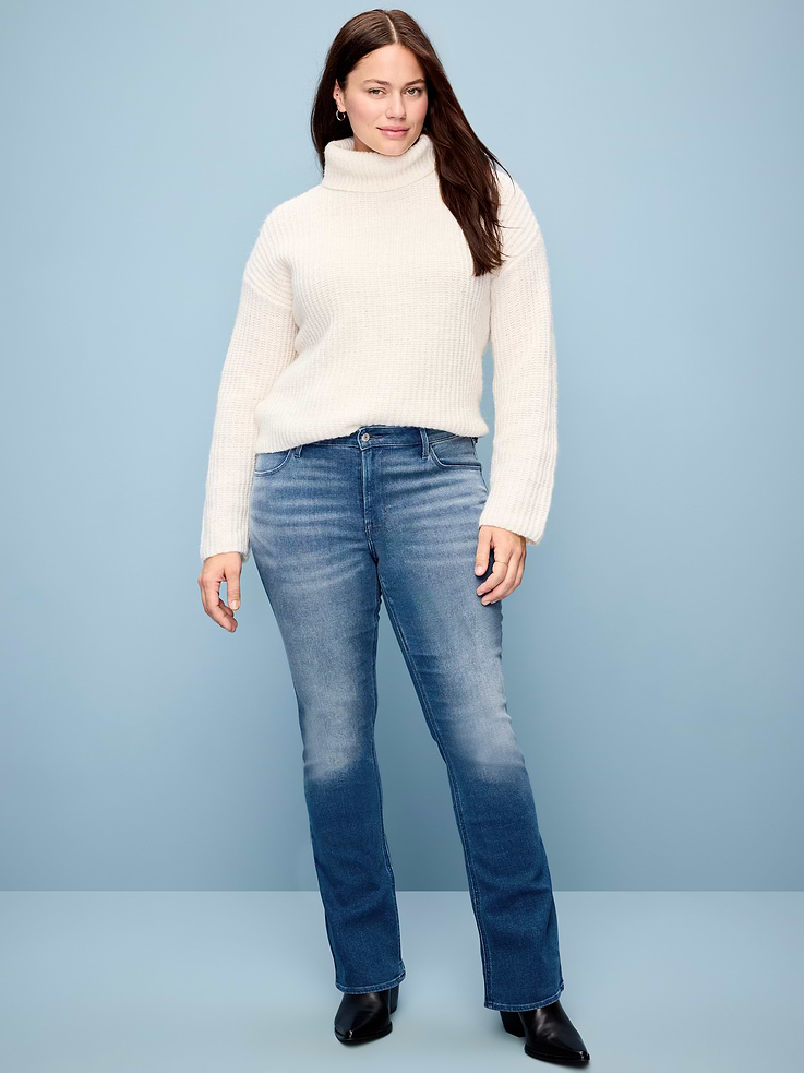 Image 2 of 6, Curvy Mid-Rise Wow Boot-Cut Jeans