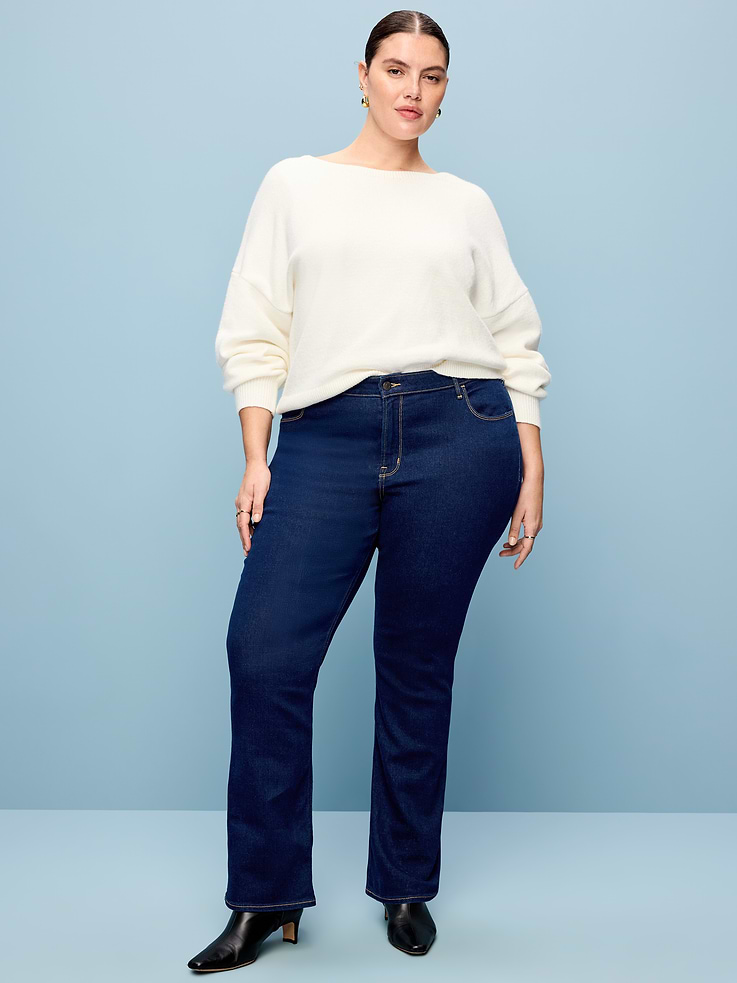 Image 4 of 6, Curvy Mid-Rise Wow Bootcut Jeans