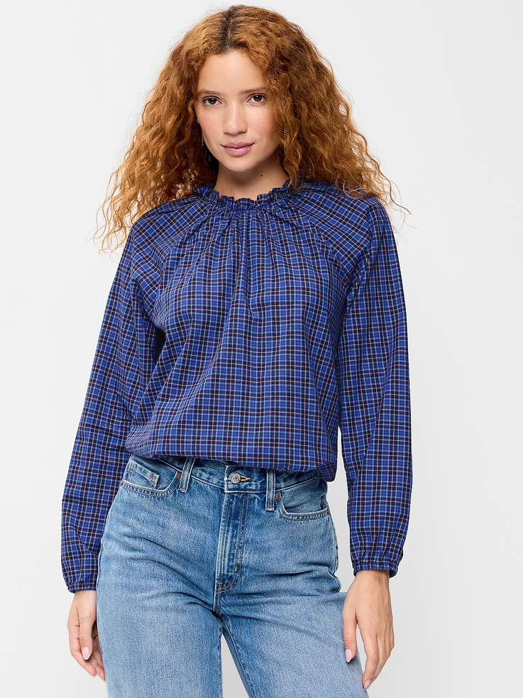 Image 1 of 9, ruffled mock neck and cuffs, long sleeves, Product #1184397