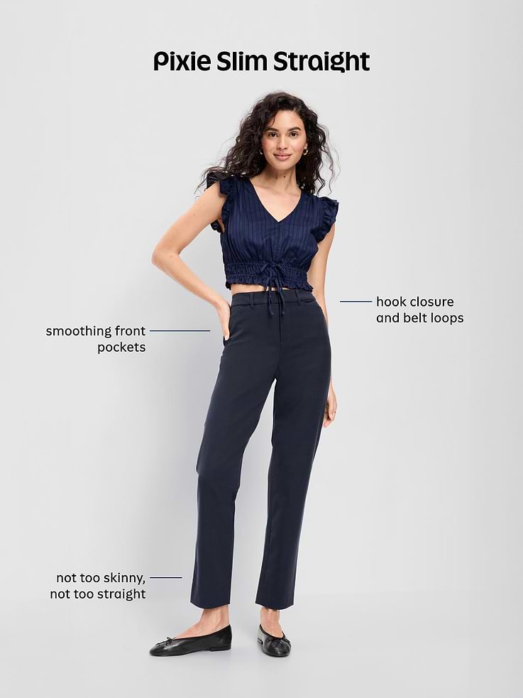 Image 5 of 10, High-Waisted Pixie Straight Pants