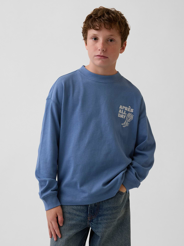 Image 3 de 5, T-shirt surdimensionné en tissu épais à imprimé pour Enfant