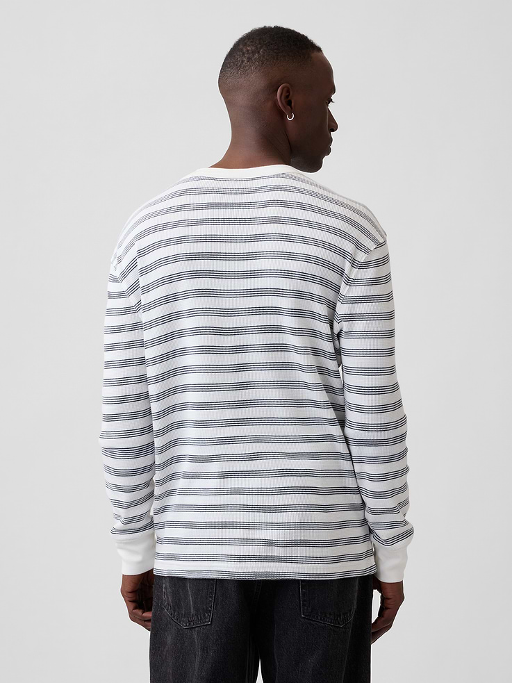 Image 2 of 5, Stripe Waffle-Knit Crewneck T-Shirt