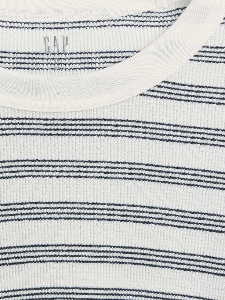Image 5 of 5, Stripe Waffle-Knit Crewneck T-Shirt