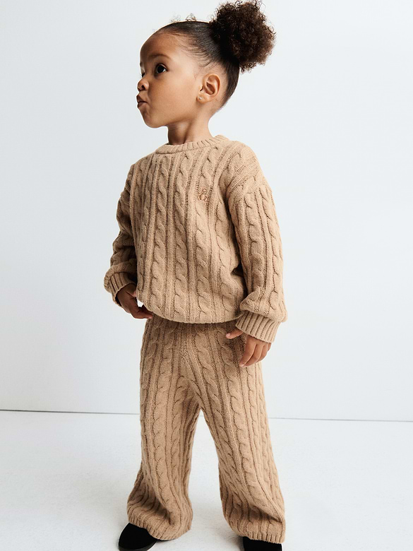 Baby & Toddler CashSoft Cable-Knit Wide-Leg Pants