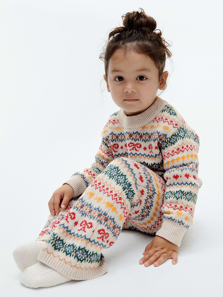 Image 5 de 5, Pantalon évasé en tricot à motif jacquard pour Bébé et Tout-petit