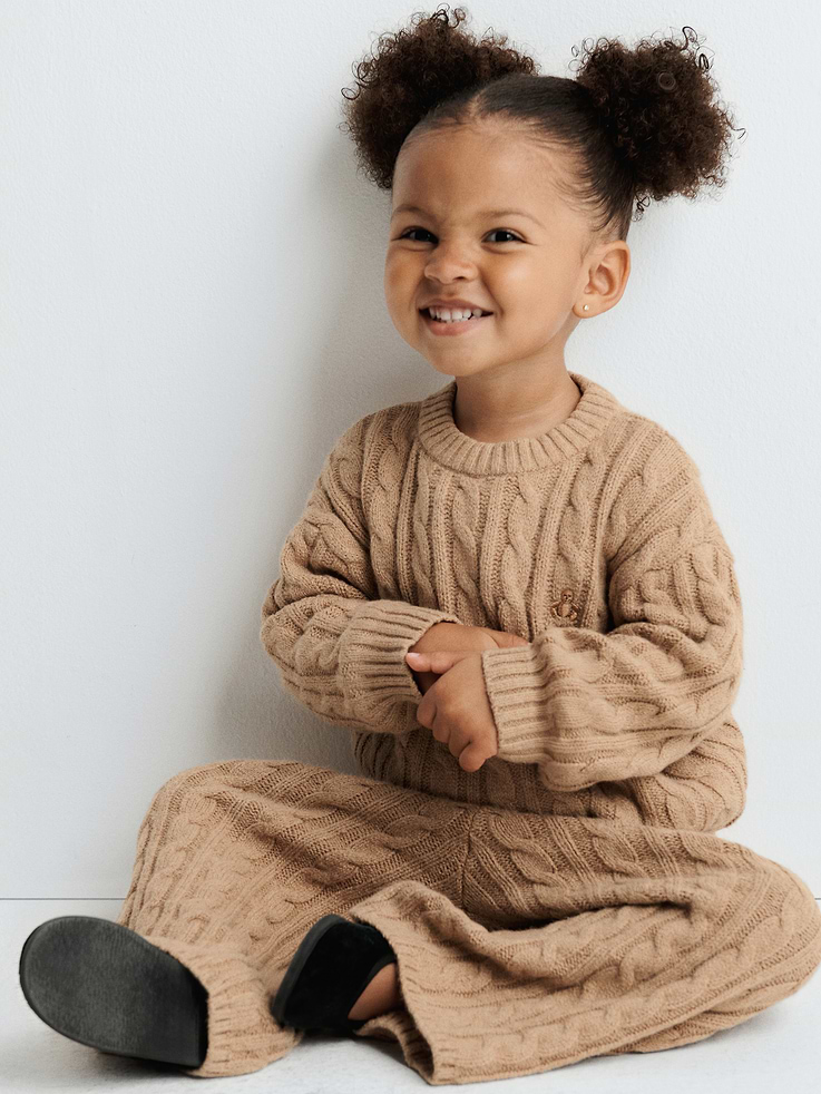 Image 4 of 4, Baby & Toddler CashSoft Cable-Knit Sweater