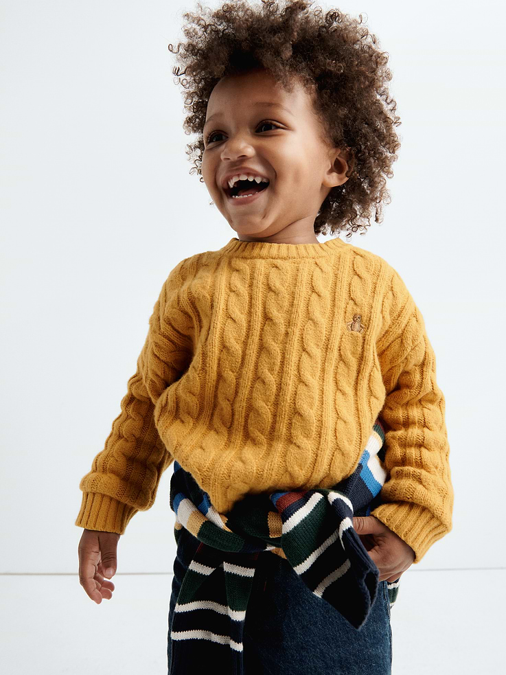 Image 4 of 4, Baby & Toddler CashSoft Cable-Knit Sweater