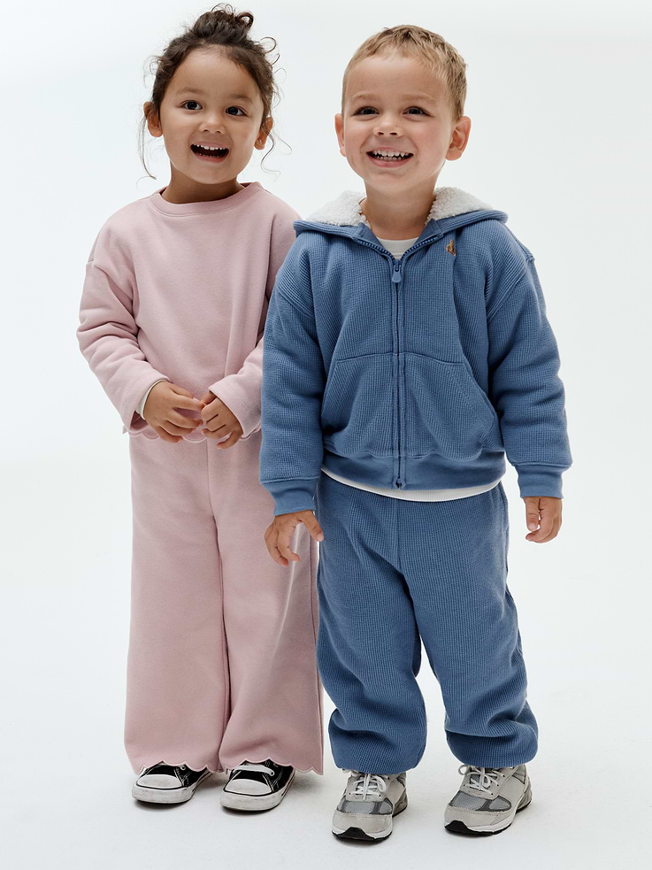Image 5 of 5, Baby & Toddler Sherpa-Lined Waffle Joggers