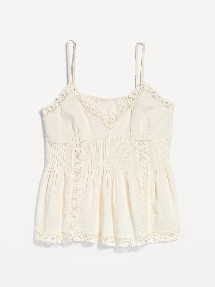 Image 5 of 5, Lace-Trimmed Pintuck Cami Top