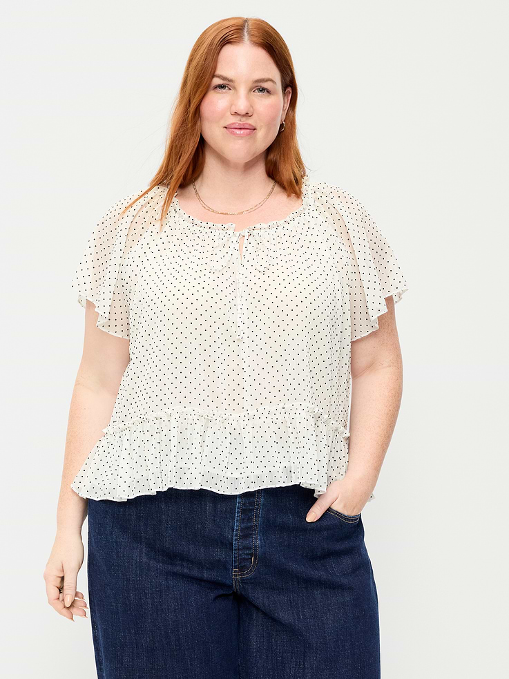 Image 2 of 4, Chiffon Flutter-Sleeve Top