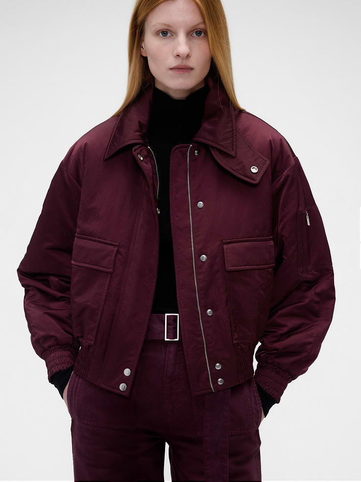 Image 6 of 10, Gap × Victoria Beckham Oversized Satin Bomber Jacket