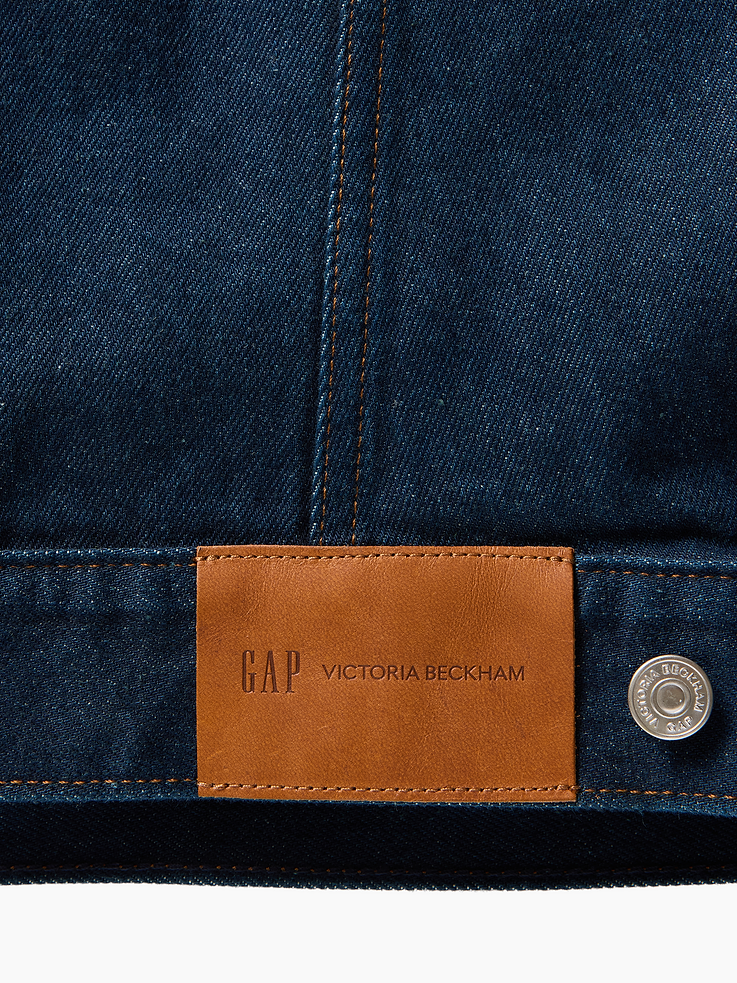 Image 8 of 10, Gap × Victoria Beckham Latch-Collar Denim Jacket, Cardmember Early Access