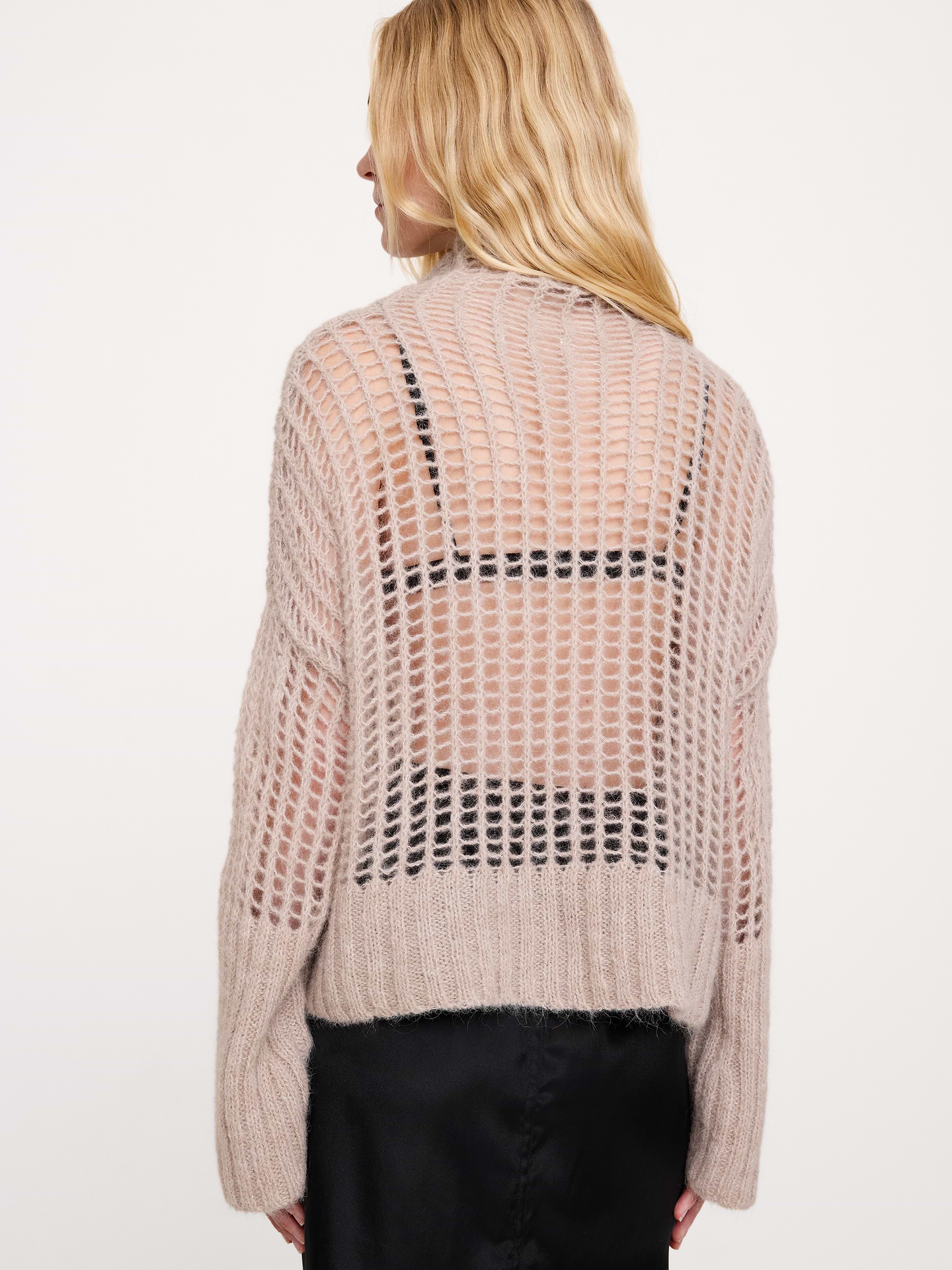 Image 3 of 6, Italian Open-Stitch Funnel-Neck Sweater