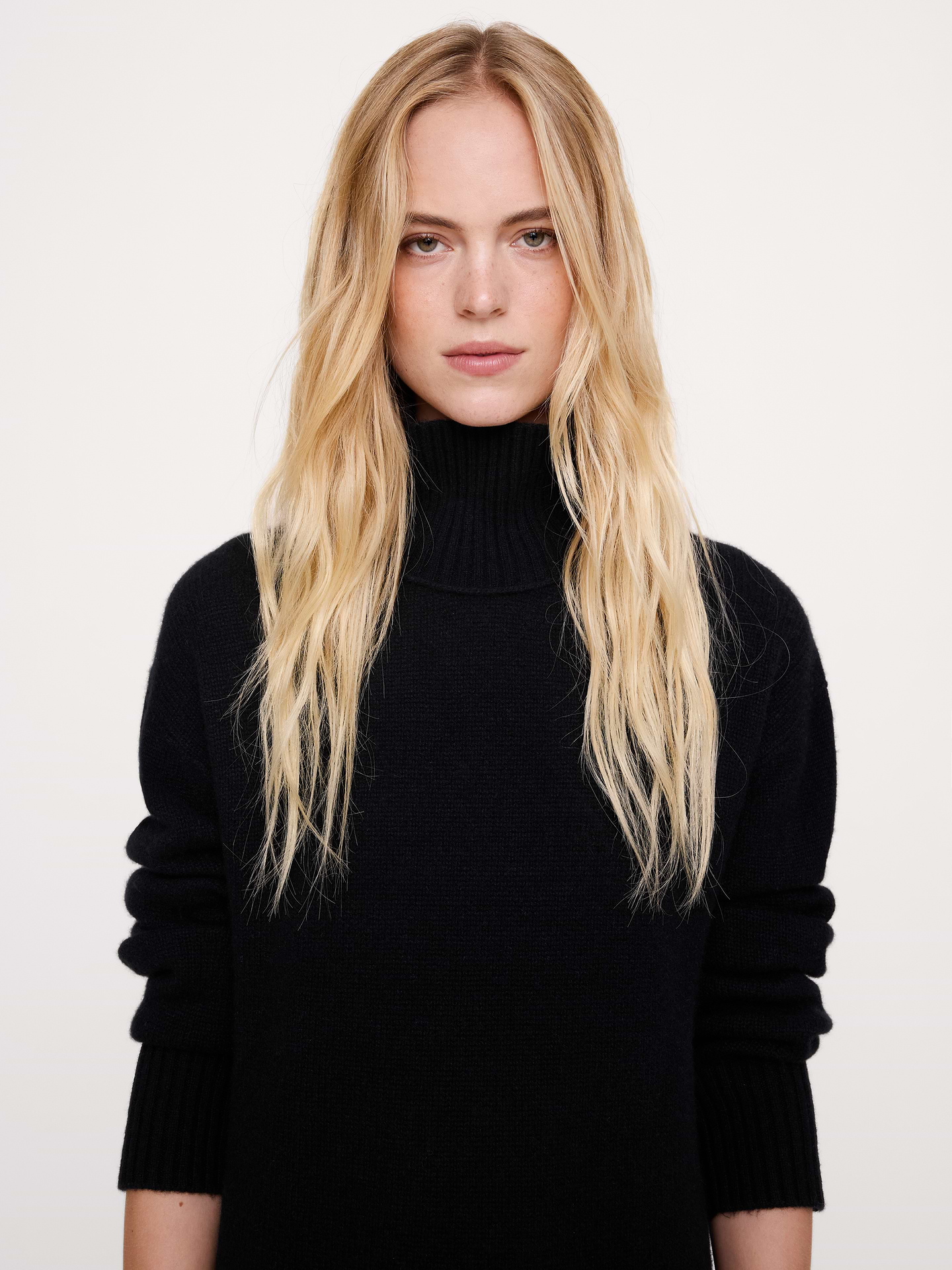 Image 3 of 3, Lightweight Cashmere Turtleneck Mini Dress