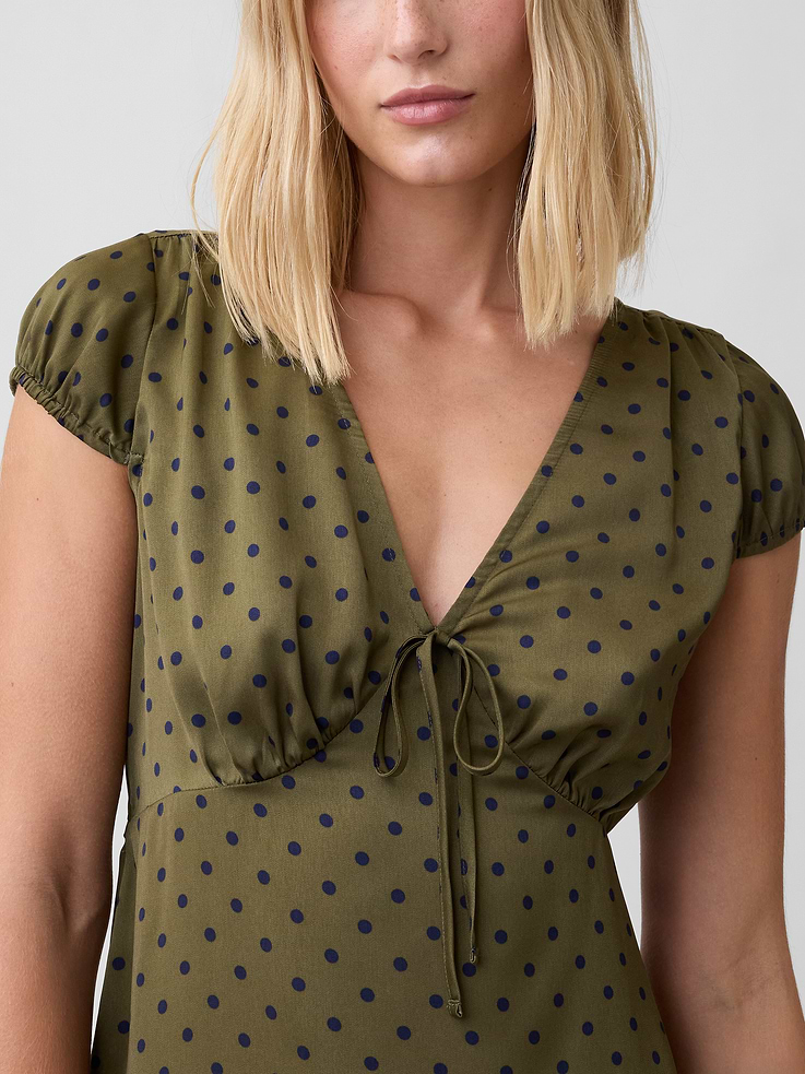 Image 3 of 6, Cap Sleeve V-Neck Mini Dress