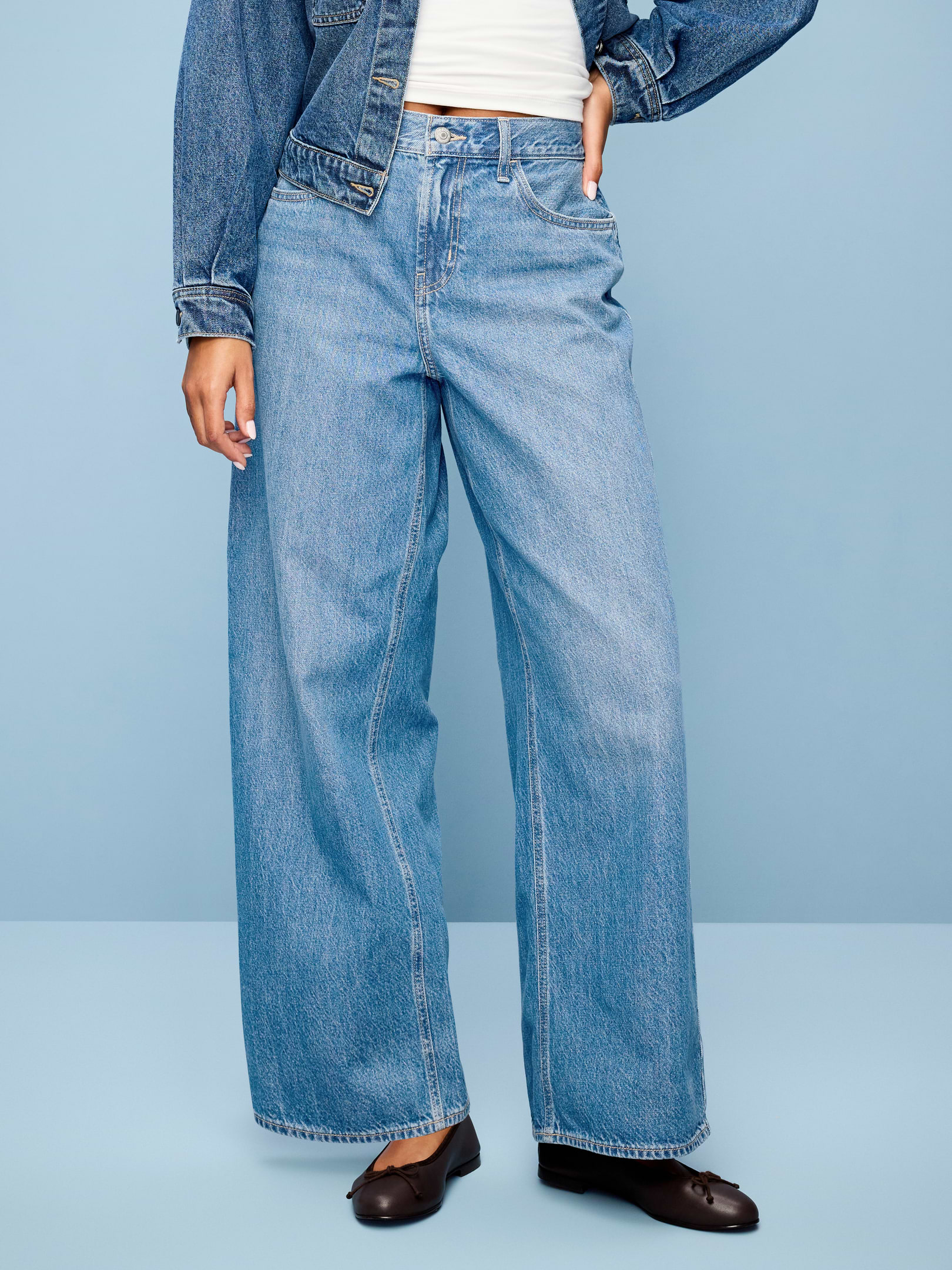 Image 2 of 5, Curvy Mid-Rise Wow Baggy Wide-Leg Jeans, New