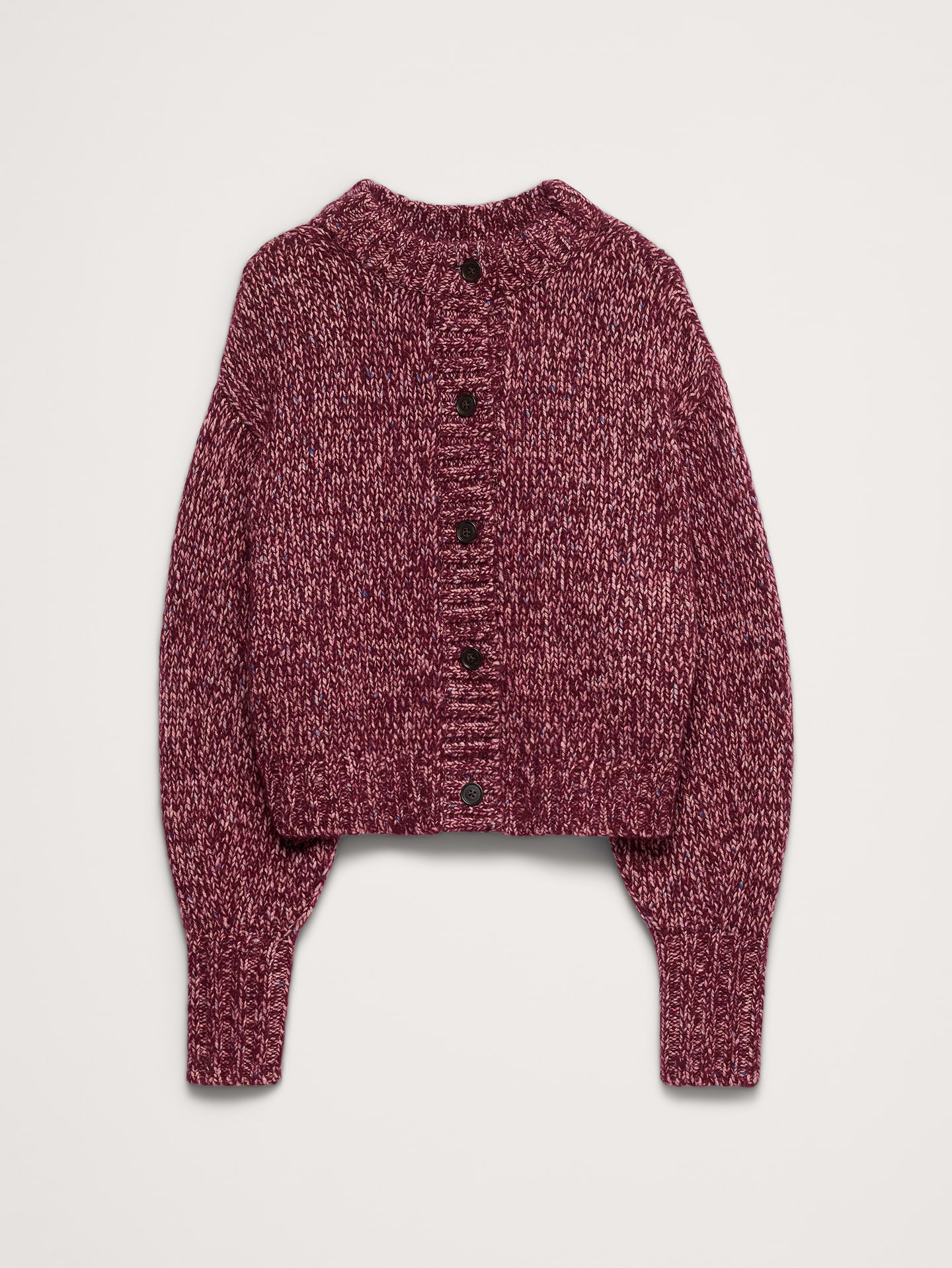 Image 4 of 5, Wool-Blend Blouson-Sleeve Cardigan